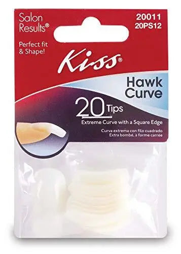 KISS HAWK CURVE 20 NAIL TIPS # 20PS12 STRONG AND DURABLE SALON TIP