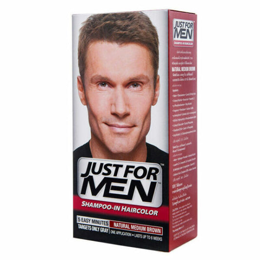 Jusr for men shampoo in hair color easy 5 minutes targets only gray for a natural look
